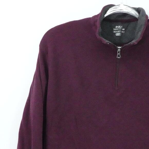 Polo Ralph Lauren Sweater Mens XL Burgundy Quarter Zip Embroidered Pony Preppy - Picture 4 of 15
